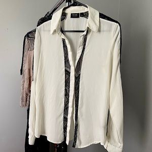 Nicole Miller button up tuxedo shirt